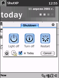 psShutXP
Utility for Pocket PC
turn off, display off and restart for PocketPC, PPCSoft
and set timer dialog